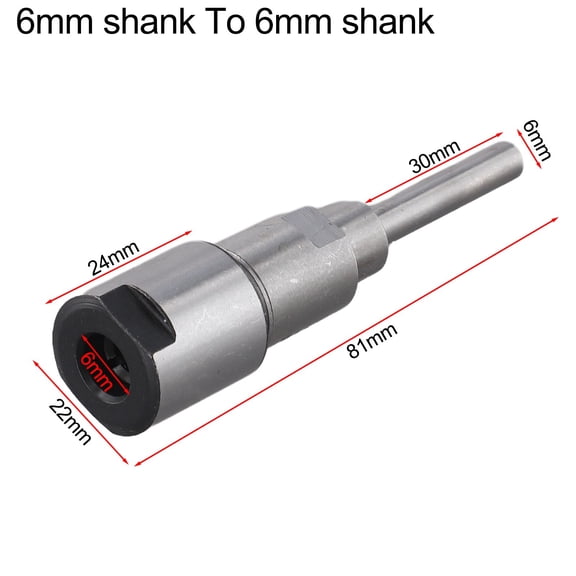 Router Collet Extension Rod Router Bit Adapter Extender For 6mm Shank to 6mm