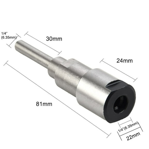 Router Collet Extension for 14 8mm 12mm Shank, Intended for High Performance Engineering Tasks (1/4in Shank To 1/4in)