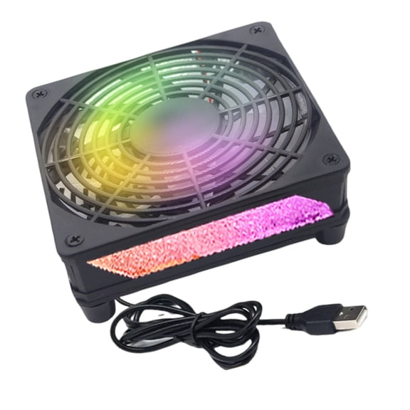 Router Cooling Fan Coolers HDTV Box Wireless Quiet 5V 120mm Fan Protective Net with LED Light for Router Modem HDTV Box