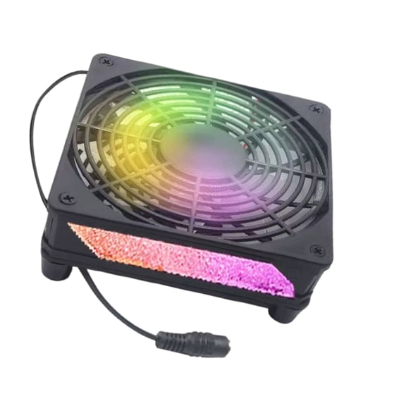 Router Cooling Fan PC Coolers TV Box Quiet 1800rpm 120mm Cabinet Cooling Fan with LED Light 12CM Protective Net