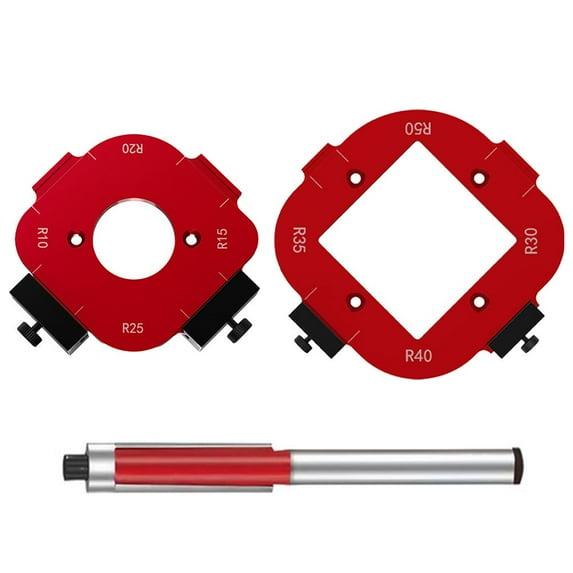 Router Corner Radius Template, Premium Aluminum Alloy Router Corner Rounding Jig for Woodworking, 8-in-1 Arc Cutting Guide Set (R10-R50), Fits Trim, Handheld, and Table Routers