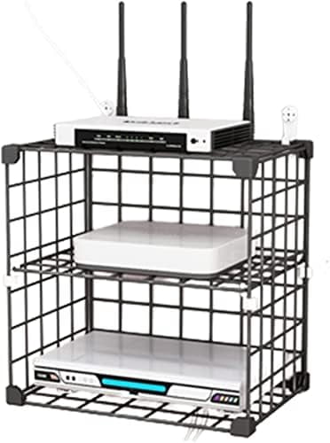 Router Shelf Wall Mount, Wall-Mounted WiFi Storage Rack, Black ...
