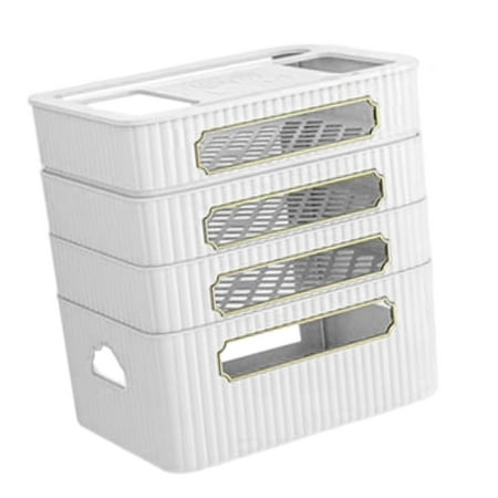 Router Storage Box Space Saving Storage Rack Router Organizer Router Organization Bracket Cable Management Box for Living Room Home Decor Bedroom , White 4 Tier
