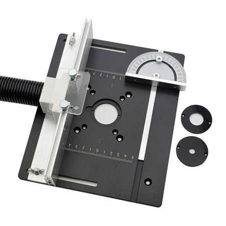 Router Table Insert Plate Wood Router Plate Auxiliary Tool Benches Multifunction Aluminum Router Insert Plate for Milling Engraving A with Backer Ruler