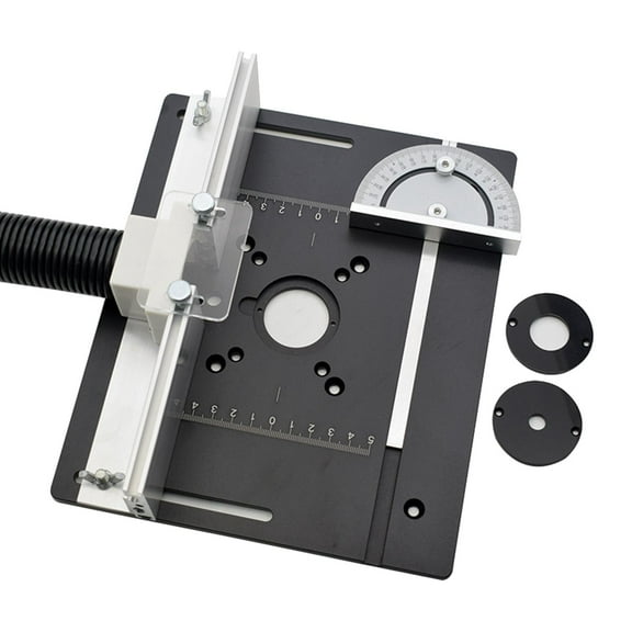Router Table Insert Plate Wood Router Plate Auxiliary Tool Benches Multifunction Aluminum Router Insert Plate for Milling Engraving A with Backer Ruler