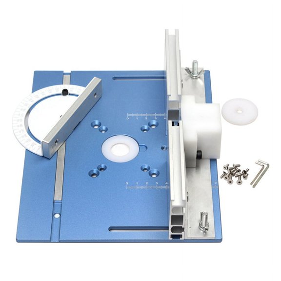Router Table Insert Plate Woodworking Trimmer Electric Wood Milling Flip Plate with Miter Gauge for DIY Working Bench,1 x Flip-Chip Board 1 x backer 1 x push ruler,Blue