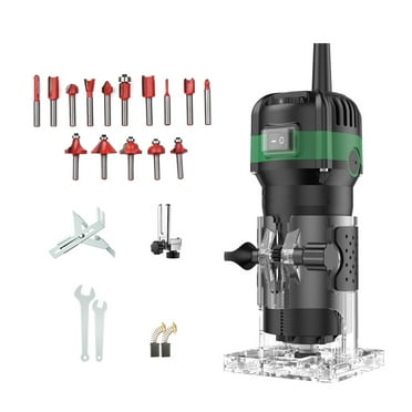 Router Tool 110V 800W Compact Palm Wood Router Tool for Woodworking Electric Hand Trimmer Cutting Palmming Tool with 15Pcs 1/4'' Router Bits