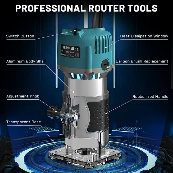 Router Tool, 110V 800W Compact Wood Router Tool for Woodworking ...