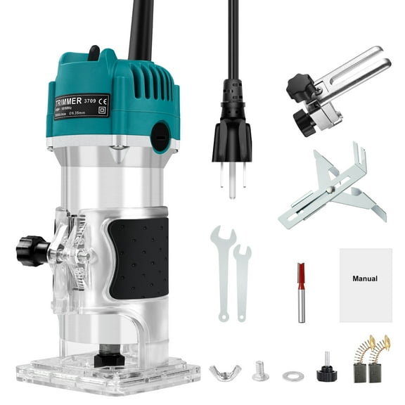Router Tool, 110V 800W Compact Wood Router Tool for Woodworking, Electric Hand Trimmer 30000R/MIN Compact Edge Laminate,Blue
