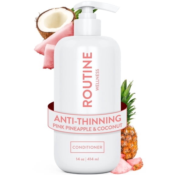 Routine Wellness Deep Conditioner for Thinning Hair - Biotin, Peptides for Women & Men - Color Safe, Moisturizing for Healthier Hair - Pink Pineapple & Coconut