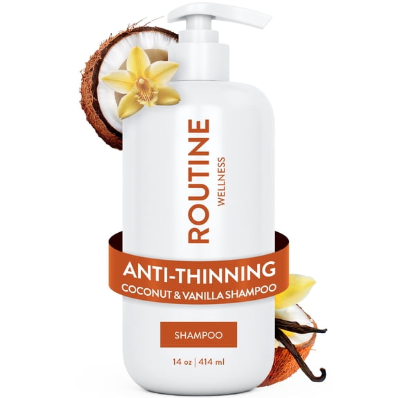 Routine Wellness Anti-Thinning Volumizing Shampoo for Thinning Hair & Hair Loss - Grow Your Confidence with Biotin & DHT Blockers - 14 oz Coconut & Vanilla