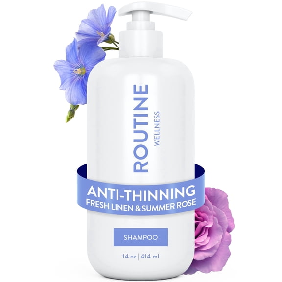 Routine Wellness Shampoo for Thinning Hair - Biotin, Peptides for Women & Men - Color Safe Shampoo for Hair Loss & Healthier Hair - Fresh Linen & Summer Rose