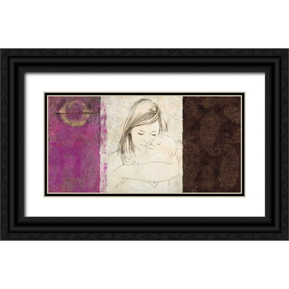 Roux, Simon 18x11 Black Ornate Wood Framed with Double Matting Museum Art Print Titled - Maternite I