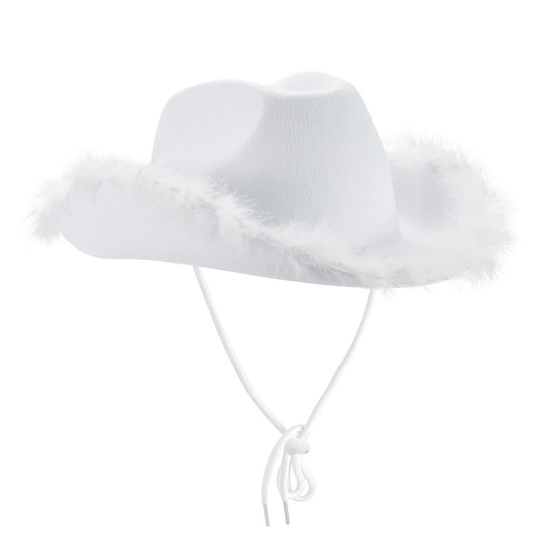 2pcs Rouyamiao Cowgirl Hat Cowboy Hats For Women Fluffy Feather