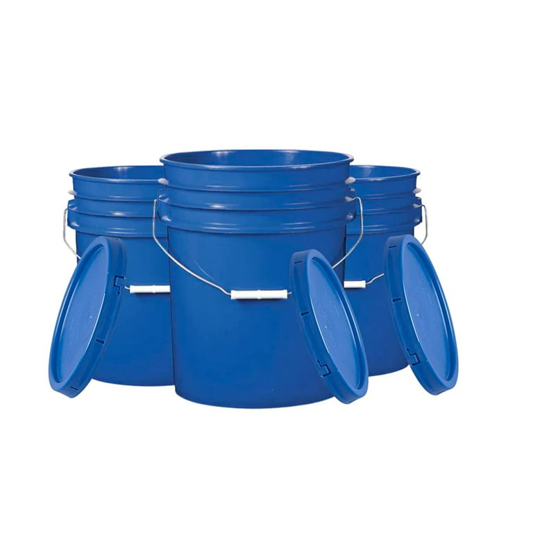 Blue 5 Gallon Buckets and Flat Lids Food Grade Combo 6 Pack <Font  color=red> Special Combo Free Shipping</font>