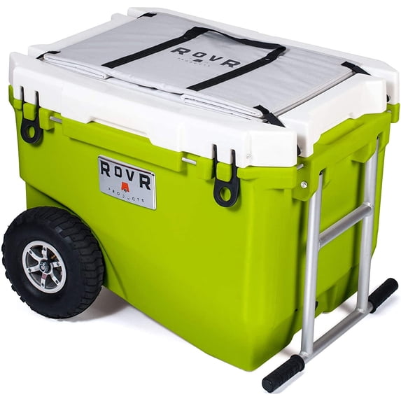 RovR RollR Portable Rolling Outside Insulated Cooler with Wheels, 60 Quart, Moss