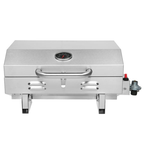 VINGLI 1-Burner SIlver Propane Gas Grill with Built-in Thermometer