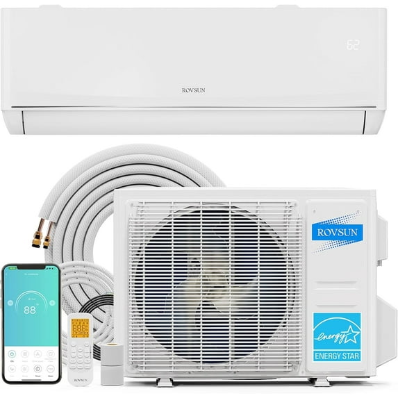 VINGLI 18,000 BTU Smart WIFI Mini Split AC/Heating System with Inverter & APP Control, 23 SEER2 Ductless Split Air Conditioner with Pre-Charged Condenser, Heat Pump & Installation Kit, 230V