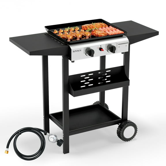 VINGLI 2-Burner Black Propane Gas Grill with Electronic Ignition and Nonstick Enameled Tray