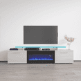 thumbnail image 1 of Rova BL-EF Fireplace TV Stand for TVs up to 85", Modern High Gloss 75" Entertainment Center, Electric Fireplace TV Media Console with Storage Cabinets and LED Lights, 1 of 7
