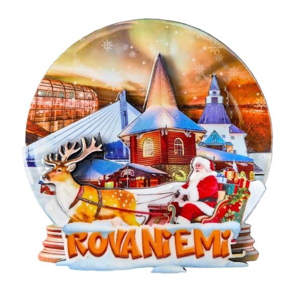 Rovaniemi Finland 3D Fridge Magnet Souvenir Gift,Wood Handmade Rovaniemi Refrigerator Magnet Home Decoration Collection