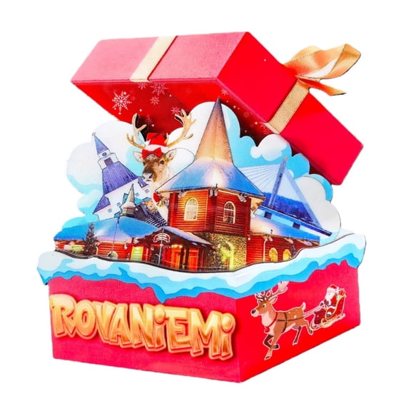 Rovaniemi Finland 3D Fridge Magnet Souvenir Gift,Wood Handmade Rovaniemi Refrigerator Magnet Home Decoration Collection