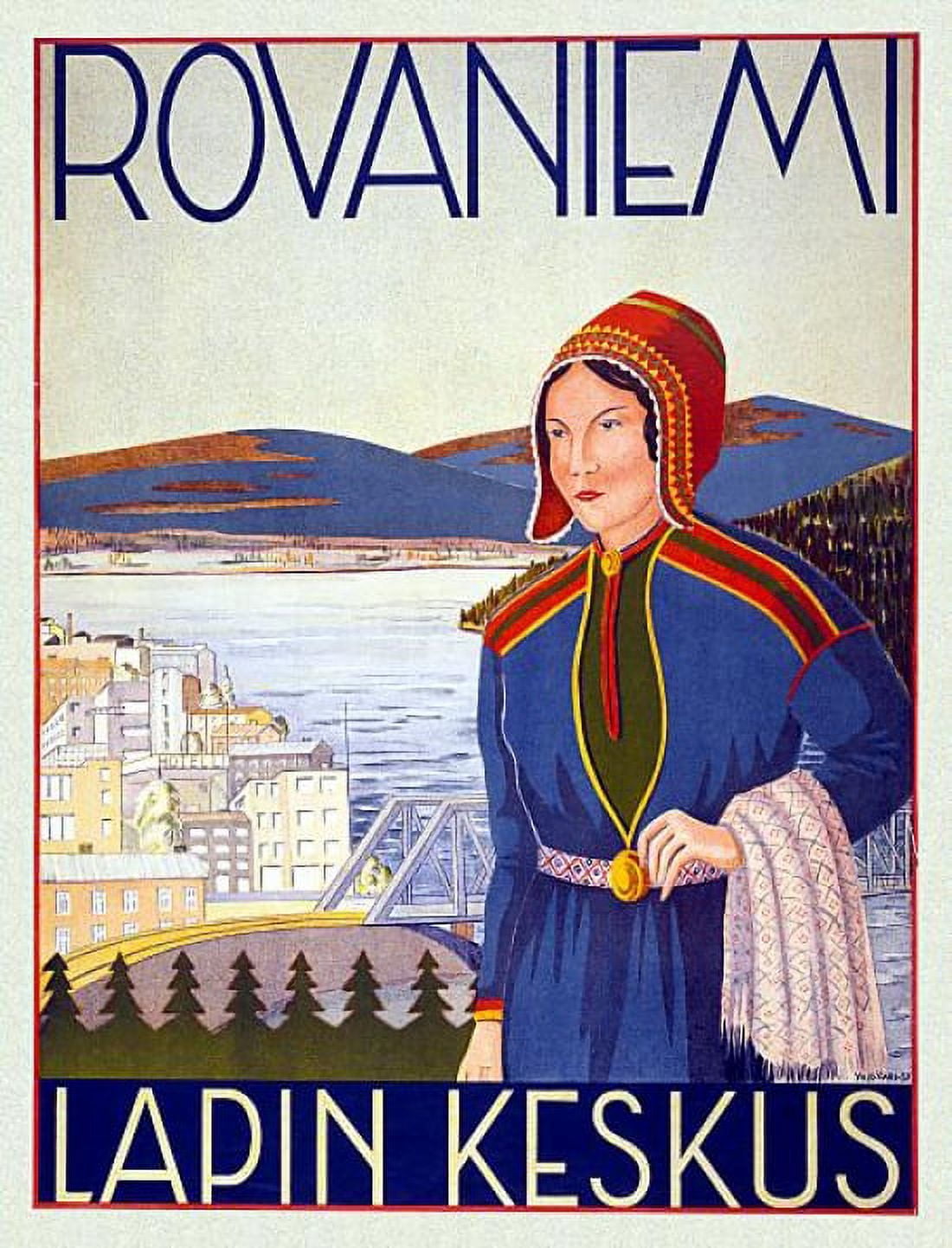 Rovaniemi Lapin Keskus Vintage Travel Canvas Art - (24 x 36)