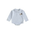 thumbnail image 1 of Rovasas Baby Boy Romper Casual Duck Embroidery Striped Long Sleeve Jumpsuit, 1 of 9