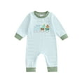 thumbnail image 1 of Rovasas Baby Boy Romper Embroidered Striped Long Sleeve Infant Jumpsuit, 1 of 9