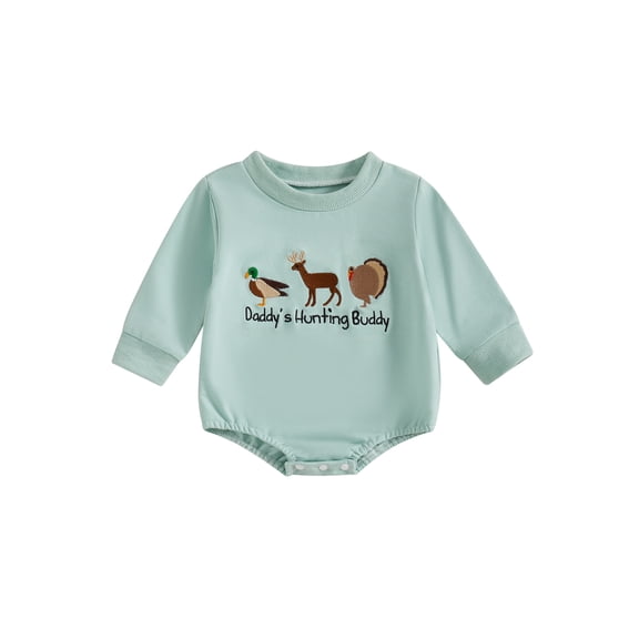 Rovasas Baby Boy Sweatshirt Romper Animal Embroidery Long Sleeve Jumpsuit