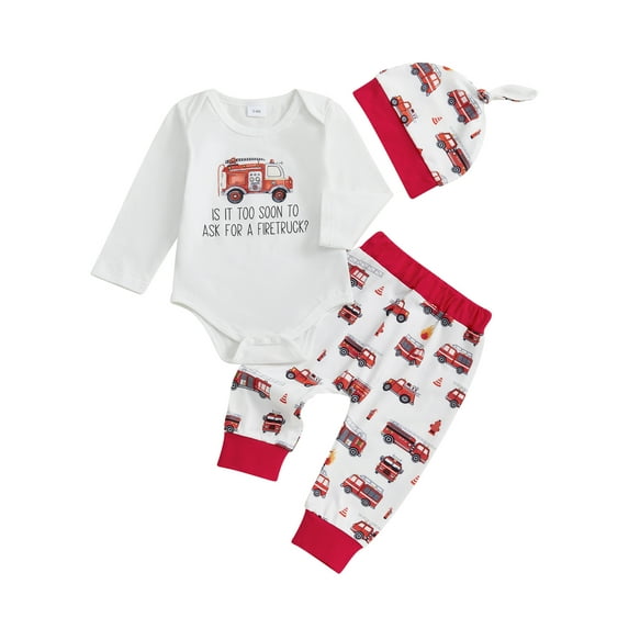 Rovasas Baby Boy's Fall Sets Long Sleeve Romper Elastic Waist Pants with Hat