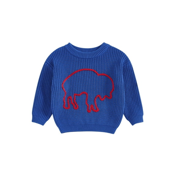 Rovasas Baby Fall Sweaters Long Sleeve Graphic Embroidery Knit Pullovers