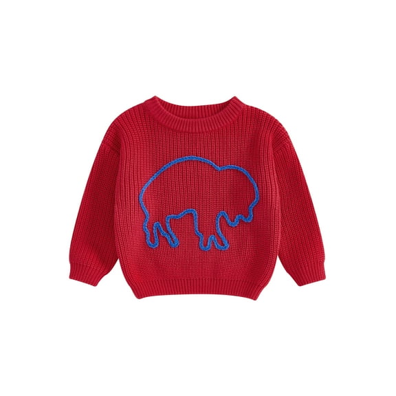 Rovasas Baby Fall Sweaters Long Sleeve Graphic Embroidery Knit Pullovers