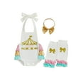 thumbnail image 1 of Rovasas Baby Girl Birthday Set Letter Sleeveless Romper Leg Warmers Headband, 1 of 9