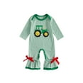 thumbnail image 1 of Rovasas Baby Girl Fall Romper Tractor Embroidery Stripe Long Sleeve Jumpsuit, 1 of 9