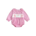 thumbnail image 1 of Rovasas Baby Girl Plaid Romper Pumpkin Embroidery Long Sleeve Bubble Jumpsuit, 1 of 9