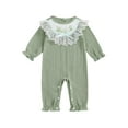 thumbnail image 1 of Rovasas Baby Girl Romper Floral Embroidery Lace Ruffled Long Sleeve Jumpsuit, 1 of 9