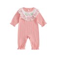 thumbnail image 1 of Rovasas Baby Girl Romper Floral Embroidery Lace Ruffled Long Sleeve Jumpsuit, 1 of 9