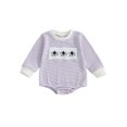 thumbnail image 1 of Rovasas Baby Girl Striped Sweatshirt Romper Broom Long Sleeve Bodysuit, 1 of 9