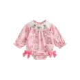thumbnail image 1 of Rovasas Baby Girls Casual Romper Western Print Embroidery Cute Bow Jumpsuits, 1 of 9