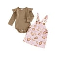 thumbnail image 1 of Rovasas Baby Girls Fall Outfits Romper + Football Print Overall Dress, 1 of 9