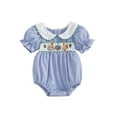 thumbnail image 1 of Rovasas Baby Girls Romper, Short Sleeve Plaid Embroidery Pumpkin Bodysuit, 1 of 9