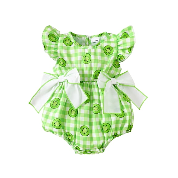 Rovasas Baby Girls Rompers Flower/Fruits Print Round Neck Infant Bodysuits