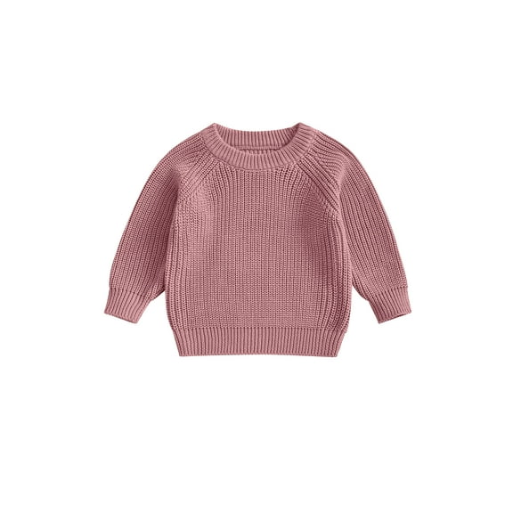 Rovasas Baby Knit Sweaters Long Sleeve Round Neck Solid Color Pullovers
