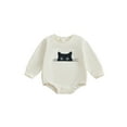 thumbnail image 1 of Rovasas Baby Romper, Long Sleeve Crew Neck Cat Print Fall Casual Bodysuit, 1 of 9
