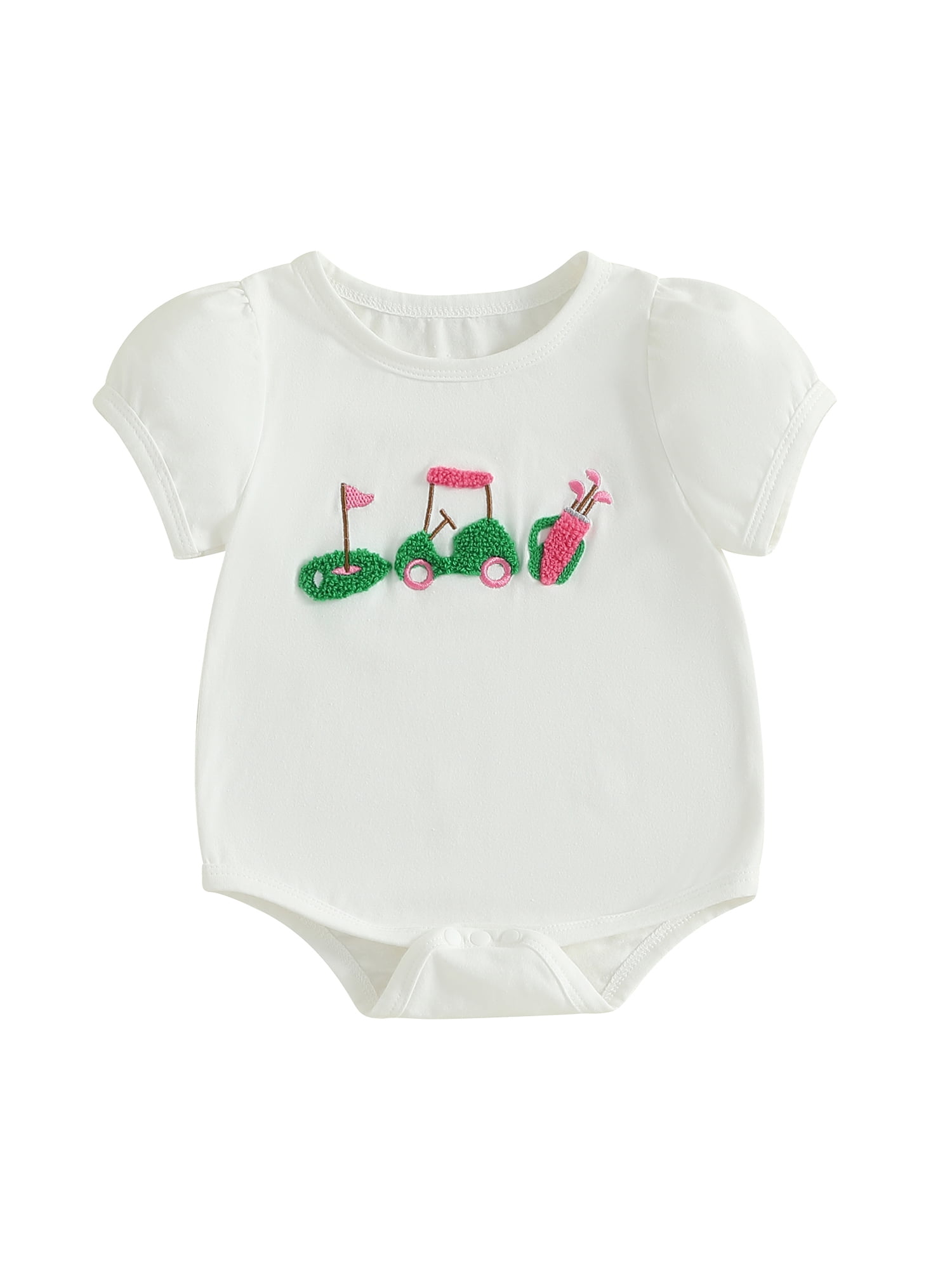 Zooming Golf Carts Romper with Contrast Sleeves