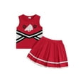 thumbnail image 1 of Rovasas Girl Cheerleading Outfits Contrast Color Sports Tank Tops A-line Skirt, 1 of 9