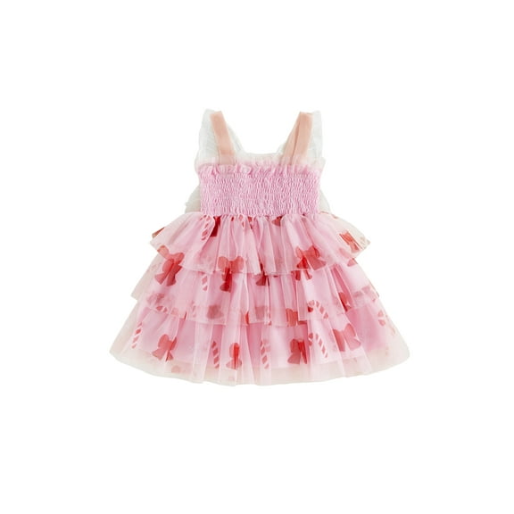 Rovasas Girl Christmas Dress Snowflake Sleeveless Dress with Butterfly Wing