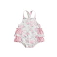 thumbnail image 1 of Rovasas Girl Overalls Romper Floral Print Layered Ruffles Sleeveless Jumpsuit, 1 of 9