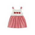thumbnail image 1 of Rovasas Girls Back to School Dress Apple Embroidery Plaid Sleeveless Dress, 1 of 9